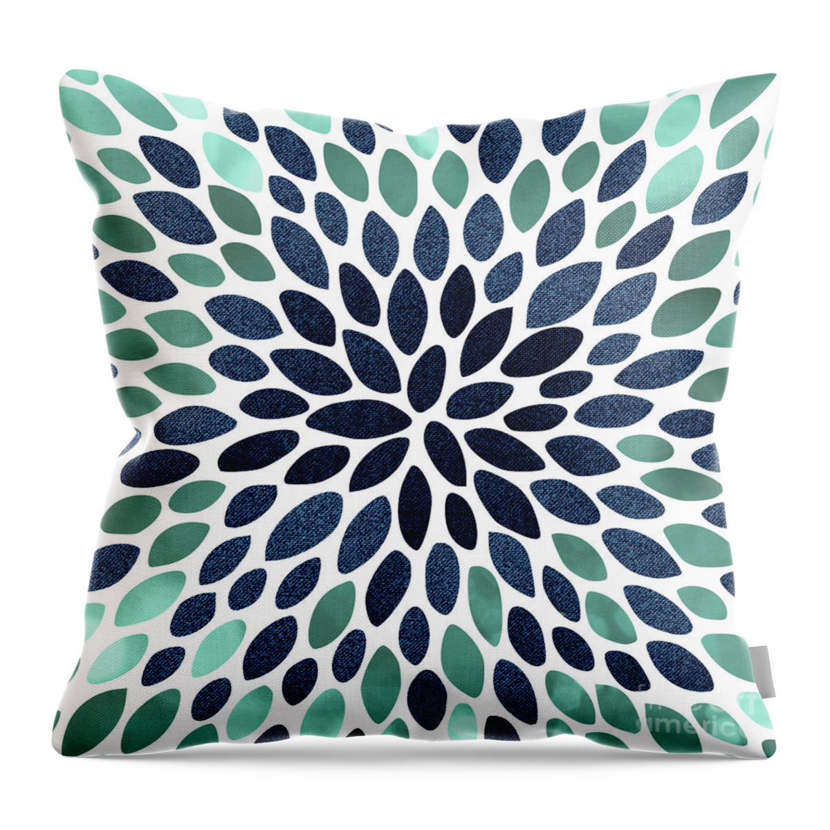 Teal Aqua Floral Pattern Turquoise and Gray by Megan Morris on Synthetic King Set of 2 Pillow 
